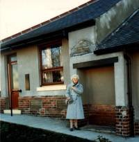 in front of aged miners homes at sherburn hill